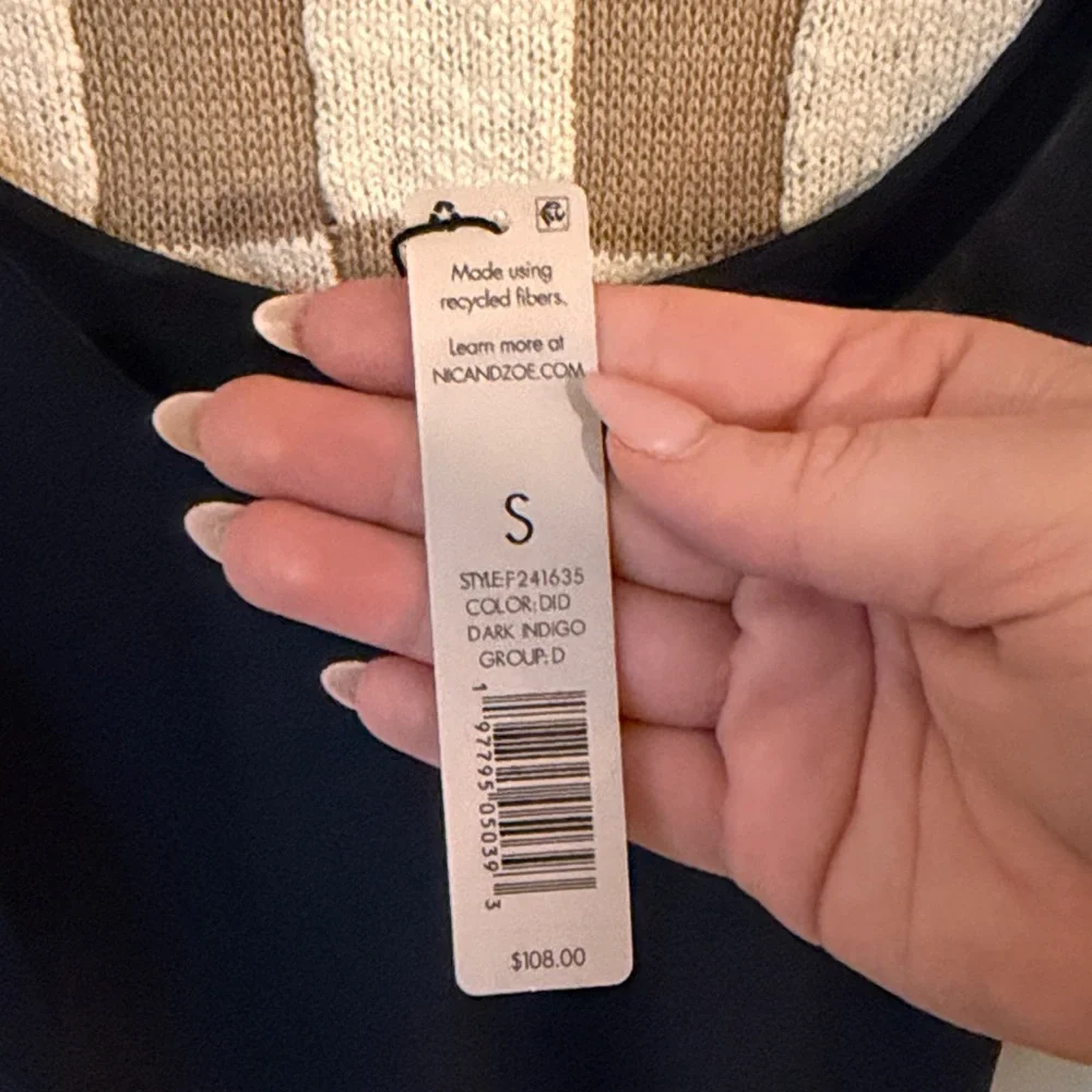 NWT NIC‎ + ZOE TANK BLOUSE SMALL DARK INDIGO
